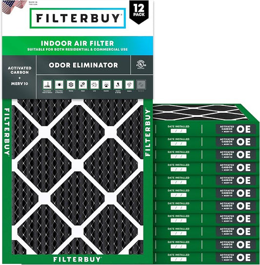 Filterbuy 15x25x1 Air Filter MERV 10 Odor & Allergy Defense by Filterbuy