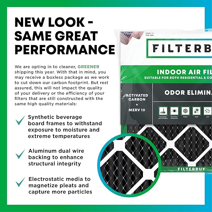 Filterbuy 14x14x1 Air Filter MERV 10 Odor & Allergy Defense - Image 3