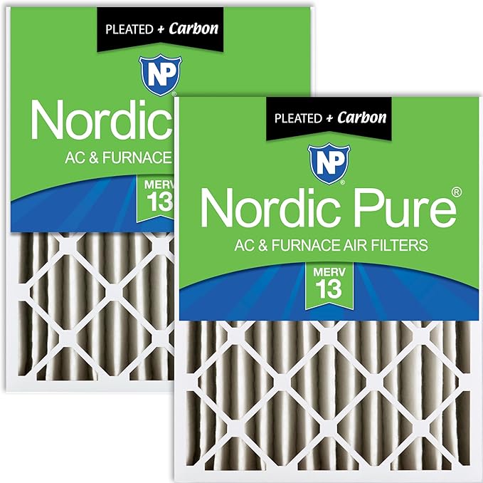 Nordic Pure 20x25x4 Pleated Air Filters MERV 13 Plus Carbon 2 Pack by NordicPure