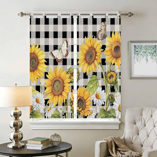 Sunflowers Bedroom Curtains 72 Inch Length, Window Curtains Tab Top - Image 2