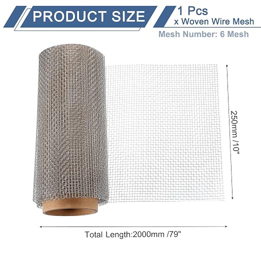 uxcell 6 Mesh 79" x 10" Woven Wire Mesh, 316 Stainless Steel Air Vent Filter - Image 2