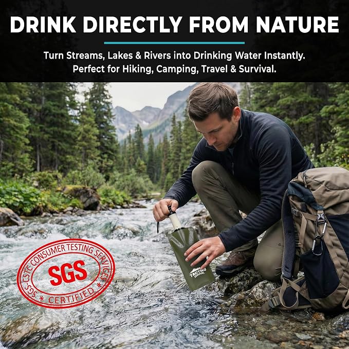 2-Pack Tactiko Survival 20oz/600ml Filtered Water Bottle Kit - Image 3