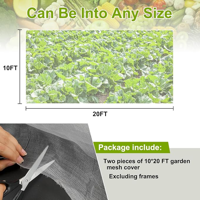 Garden Netting, 2 Pack 10x20Ft Ultra Fine Mesh Netting Pest Barrier Protection - Image 4
