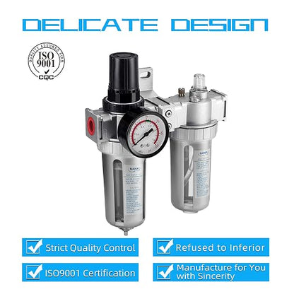 NANPU 1/2" NPT Air Filter Pressure Regulator Lubricator Dryer Gauge Kit - Image 4