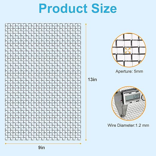2 Pcs 13x9 5 Mesh 304 Stainless Steel Wire Mesh Sheet, Rustproof Metal Mesh - Image 4