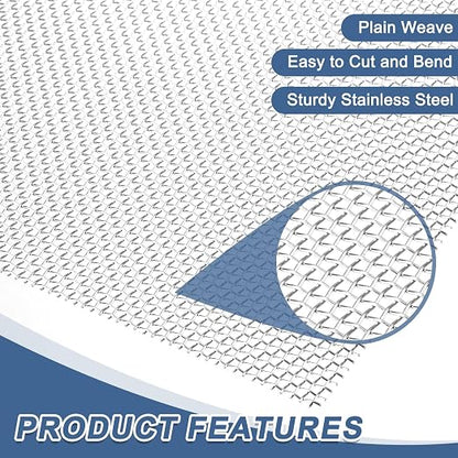 uxcell 8 Mesh 118" x 10" Woven Wire Mesh, 316 Stainless Steel Air Vent Filter - Image 3