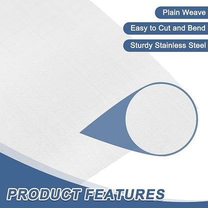 uxcell 80 Mesh 39" x 12" Woven Wire Mesh, 304 Stainless Steel Air Vent Filter - Image 3