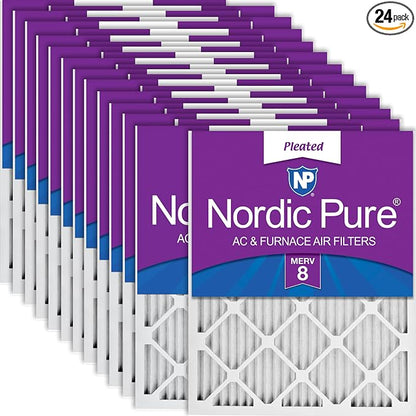 Nordic Pure 12x25x1 Pleated MERV 8 Air Filters 24 Pack by NordicPure