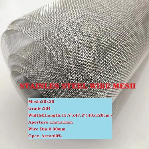 Stainless Steel Mesh Screen #20Mesh -Size:15.7"x47.2" SS304 Wire Mesh Screen - Image 2
