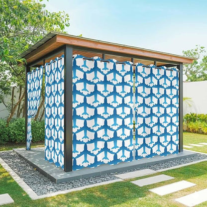 Outdoor Curtains for Patio Waterproof Weatherproof Blue Aircraft Porch Curtains by Unknown