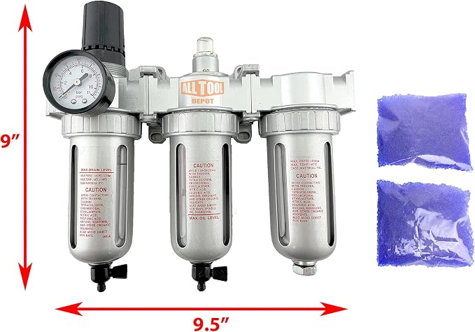 3/8" NPT MID FLOW Filter Regulator Coalescing Desiccant Dryer System - Image 2