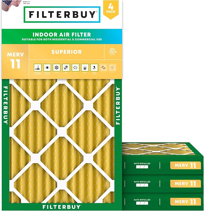 Filterbuy 10x20x2 Air Filter MERV 11 Superior Pet & Allergy Defense, by Filterbuy
