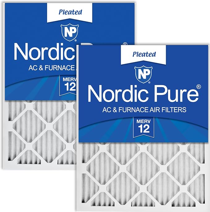 Nordic Pure 20x30x1 Pleated MERV 12 Air Filters 2 Pack by NordicPure