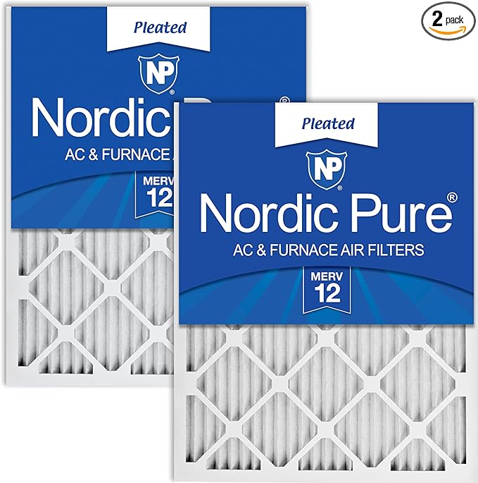 Nordic Pure 18x25x1 Pleated MERV 12 Air Filters 2 Pack by NordicPure