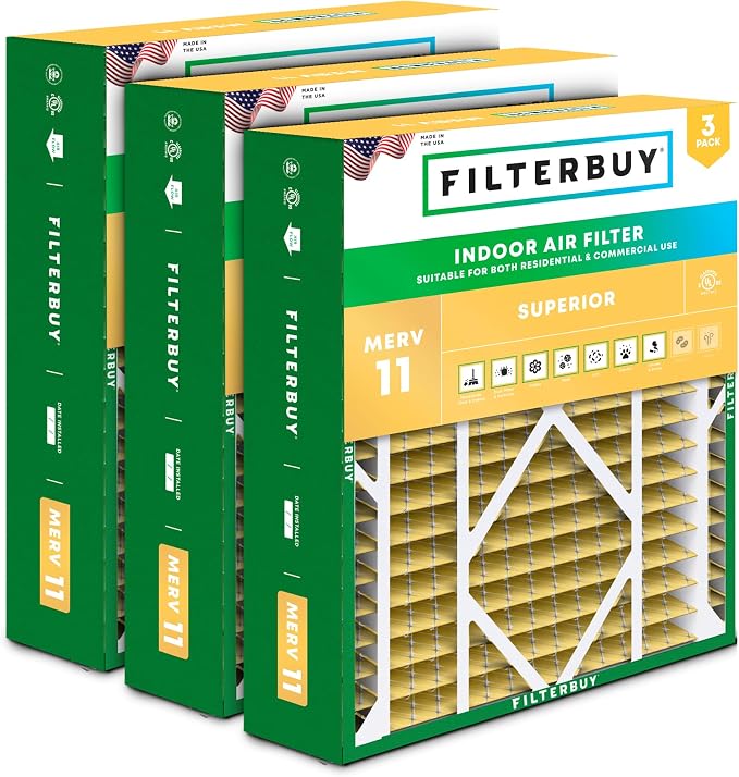 Filterbuy 21x21x5 Air Filter MERV 11 Superior Pet & Allergy Defense, by Filterbuy