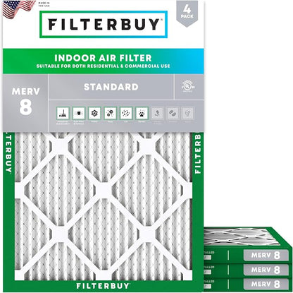Filterbuy 20x27x1 Air Filter MERV 8 Essential Dust & Allergy Defense, by Filterbuy