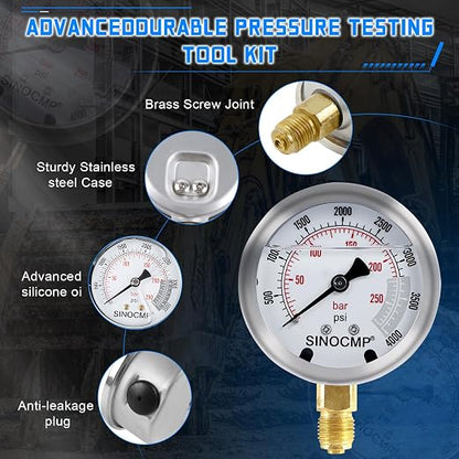 SINOCMP Hydraulic Pressure 3 Gauges Test Kit - Image 8