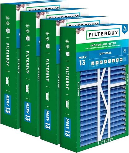 Filterbuy 16x25x5 Air Filter MERV 13 Optimal Smoke & Allergy Defense, Pleated by Filterbuy