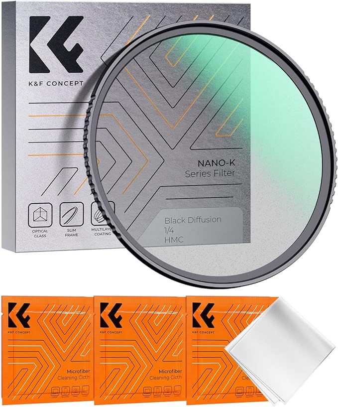 K&F CONCEPT 49mm Black Diffusion 1/4 Filter Mist Cinematic Effect Filter by KFCONCEPT
