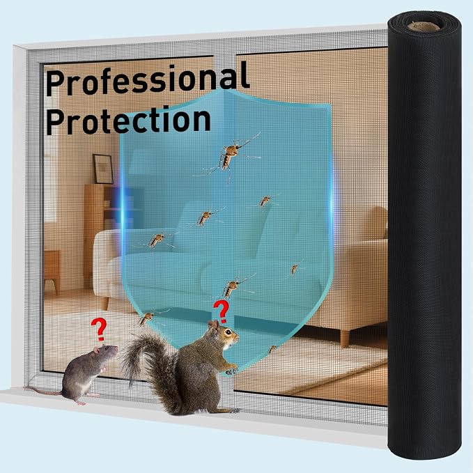 304 Stainless Steel Mesh Window Screen Roll, 35IN x 16FT Black Metal Window - Image 5