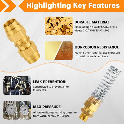 32PCS Brass DOT Air Brake Hose End Fitting Kit - Image 3