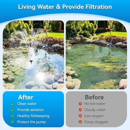 POPOSOAP Pond Filter with 55W Solar Fountain Pump, Solar Pond Filter with - Image 8