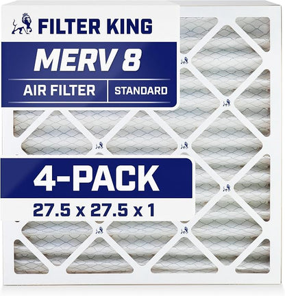 Filter King 27.5x27.5x1 Air Filter | 4-PACK | MERV 8 HVAC Pleated A/C Furnace by FilterKing