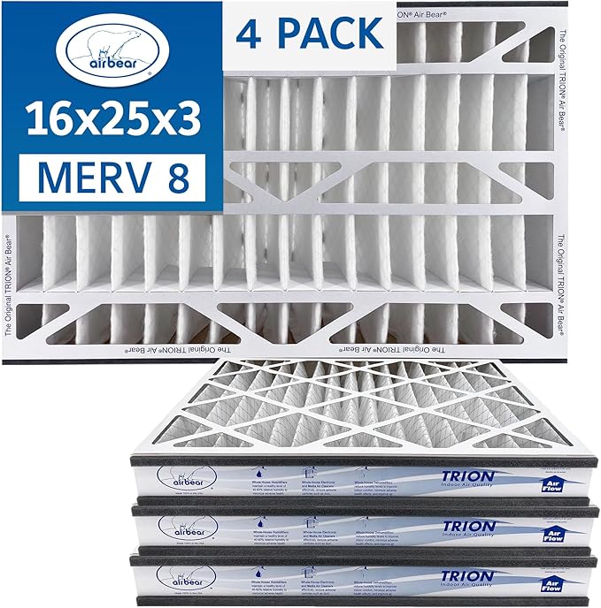 16x25x3 TRION Air Bear Cub Pleated HVAC Air Filter MERV 8 by Trion