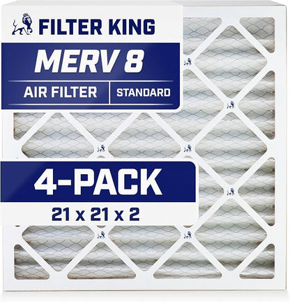 Filter King 21x21x2 Air Filter | 4-PACK | MERV 8 HVAC Pleated A/C Furnace by FilterKing