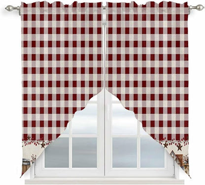 Swag Curtain Valances for Kitchen Windows, Farm Barn Western Star on Vintage - Image 4