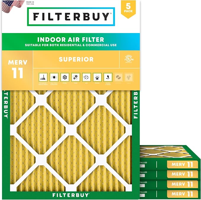Filterbuy 14x16x1 Air Filter MERV 11 Superior Pet & Allergy Defense, by Filterbuy