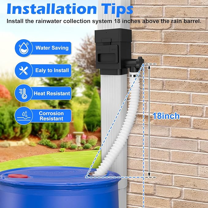 WADEO Rainwater Collection System, Downspout Diverter Fits - Image 5