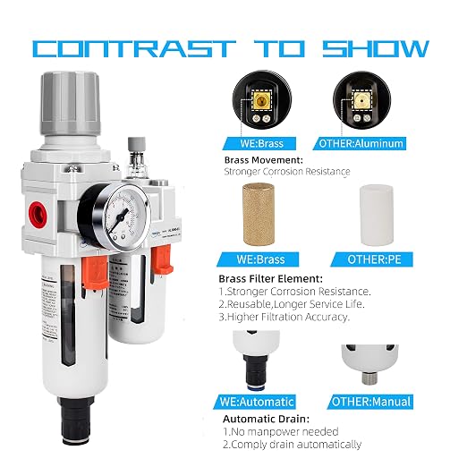 NANPU 3/8" NPT Auto-Drain Air Filter Regulator Lubricator Combo Water/Oil Trap - Image 5