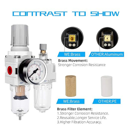 NANPU 1/4" NPT Compressed Air Filter Regulator Lubricator Combo Water/Oil Trap - Image 4