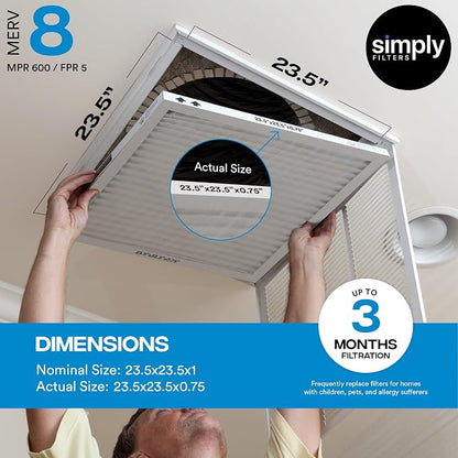 Simply 23.5x23.5x1 Air Filter, Merv 8, 6 Pack, - Image 3