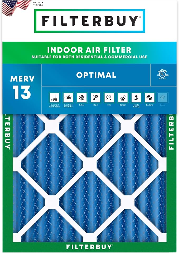 Filterbuy 16x20x2 Air Filter MERV 13 Optimal Smoke & Allergy Defense, by Filterbuy