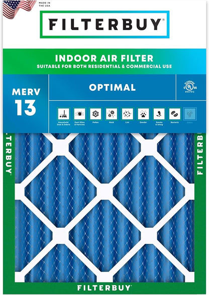 Filterbuy 10x14x2 Air Filter MERV 13 Optimal Smoke & Allergy Defense, by Filterbuy