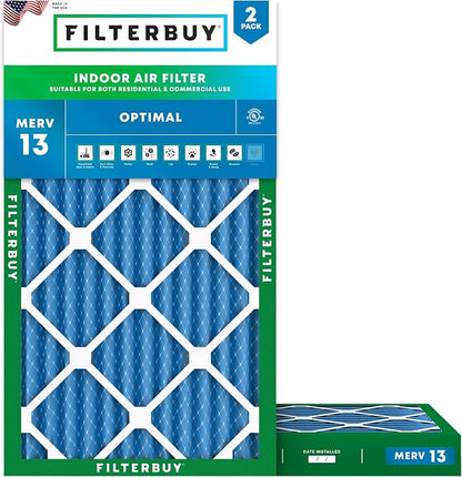 Filterbuy 12x20x2 Air Filter MERV 13 Optimal Smoke & Allergy Defense, by Filterbuy