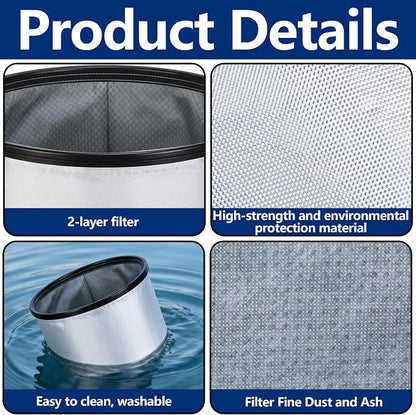 Tlswshsy 11.8'' x 11.8'' x 7'' Double Layer Ash Vacuum Filter, PAAC301 Washable - Image 3