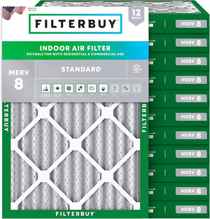 Filterbuy 24x28x2 Air Filter MERV 8 Essential Dust & Allergy Defense, by Filterbuy