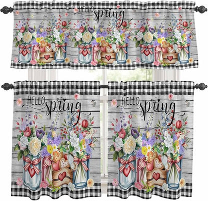 Spring Flowers Kitchen Curtains Set 3 Piece by Unknown