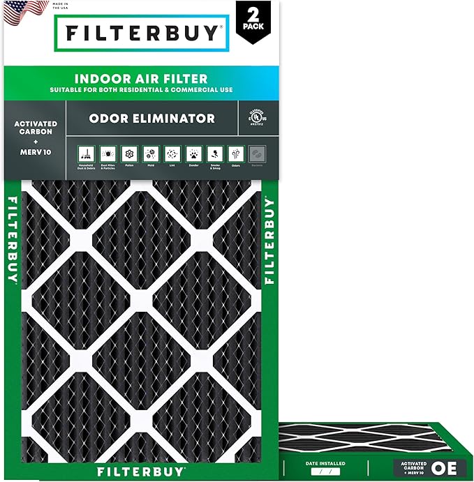 Filterbuy 12x25x1 Air Filter MERV 10 Odor & Allergy Defense by Filterbuy