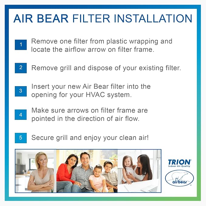 12x36x1 Air Filter MERV 8 TRION Air Bear Pleated HVAC Air Filter Replacement - Image 3
