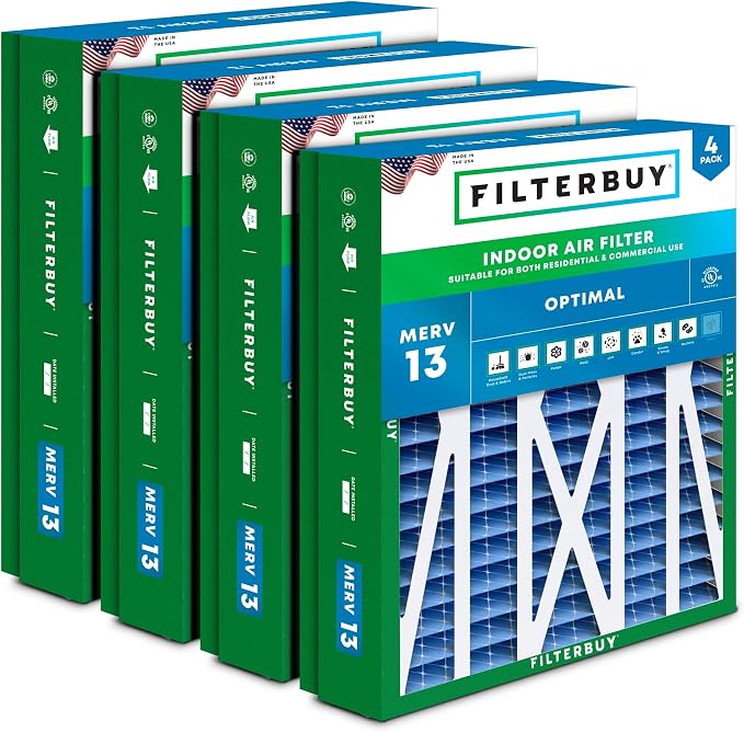 Filterbuy 21x27x5 Air Filter MERV 13 Optimal Smoke & Allergy Defense, Pleated by Filterbuy