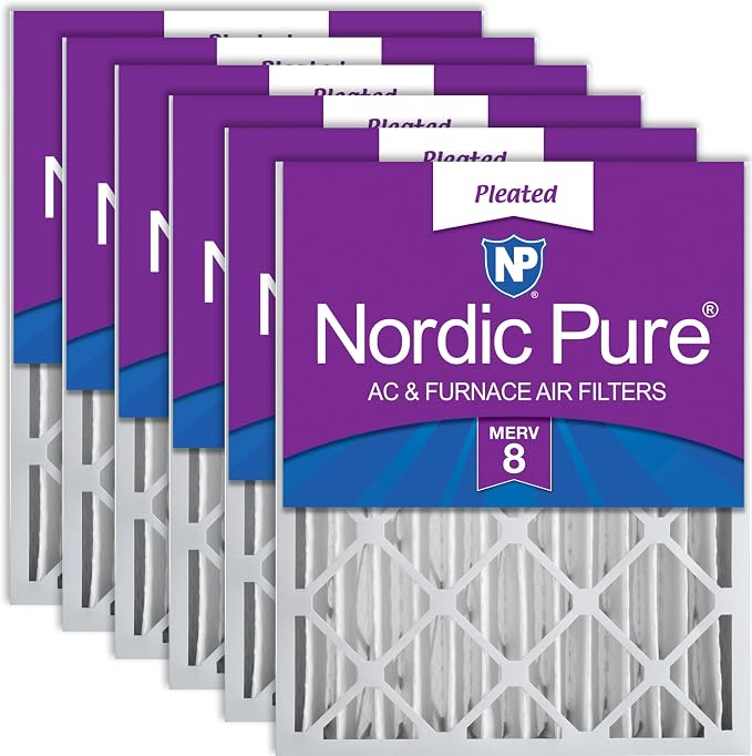 Nordic Pure 20x20x4 Pleated MERV 8 Air Filters 6 Pack by NordicPure