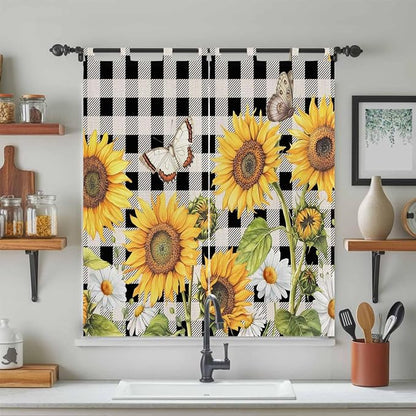 Sunflowers Living Room Curtains 84 Inch Length, Window Curtains Tab Top - Image 3