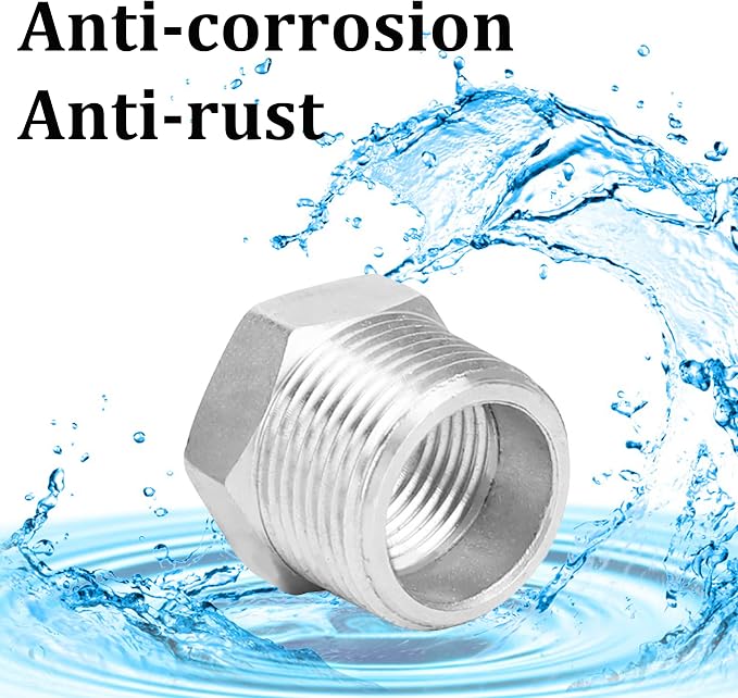 2 Pcs Reducer Hex Bushing, 304 Stainless Steel 1" Male NPT to 1/2" Female NPT（ - Image 6