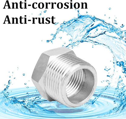 2 Pcs Reducer Hex Bushing, 304 Stainless Steel 1" Male NPT to 1/2" Female NPT（ - Image 6