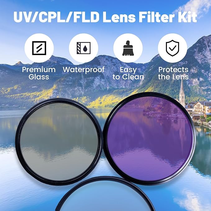 55mm 3Pack Camera Lens Filter Kit, Ultra Slim Aluminum Alloy Frame UV - Image 3