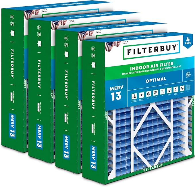 Filterbuy 24x25x5 Air Filter MERV 13 Optimal Smoke & Allergy Defense, by Filterbuy